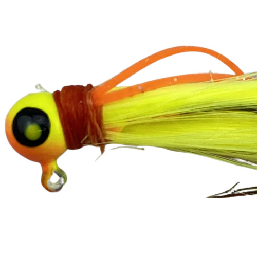 Paps Hair Jig 5 Pack Orange and Yellow Head Yellow Tail 1/16 Ounce - Image 2