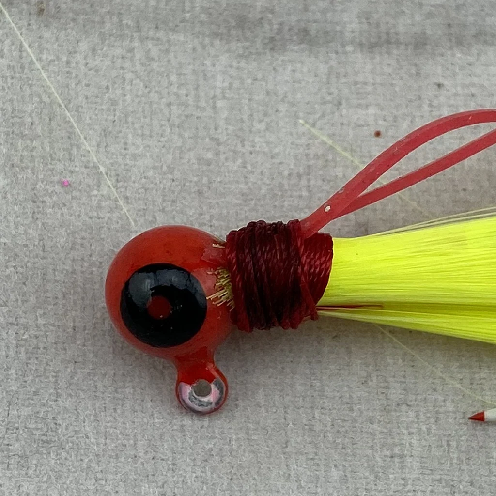 Paps Hair Jig 5 Pack Red Head Yellow Tail - Image 2