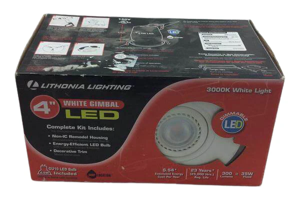 Lithonia Lighting 4 inch Matte White Recessed Gimbal Lamped LED Lighting Kit Damaged Box - Image 2