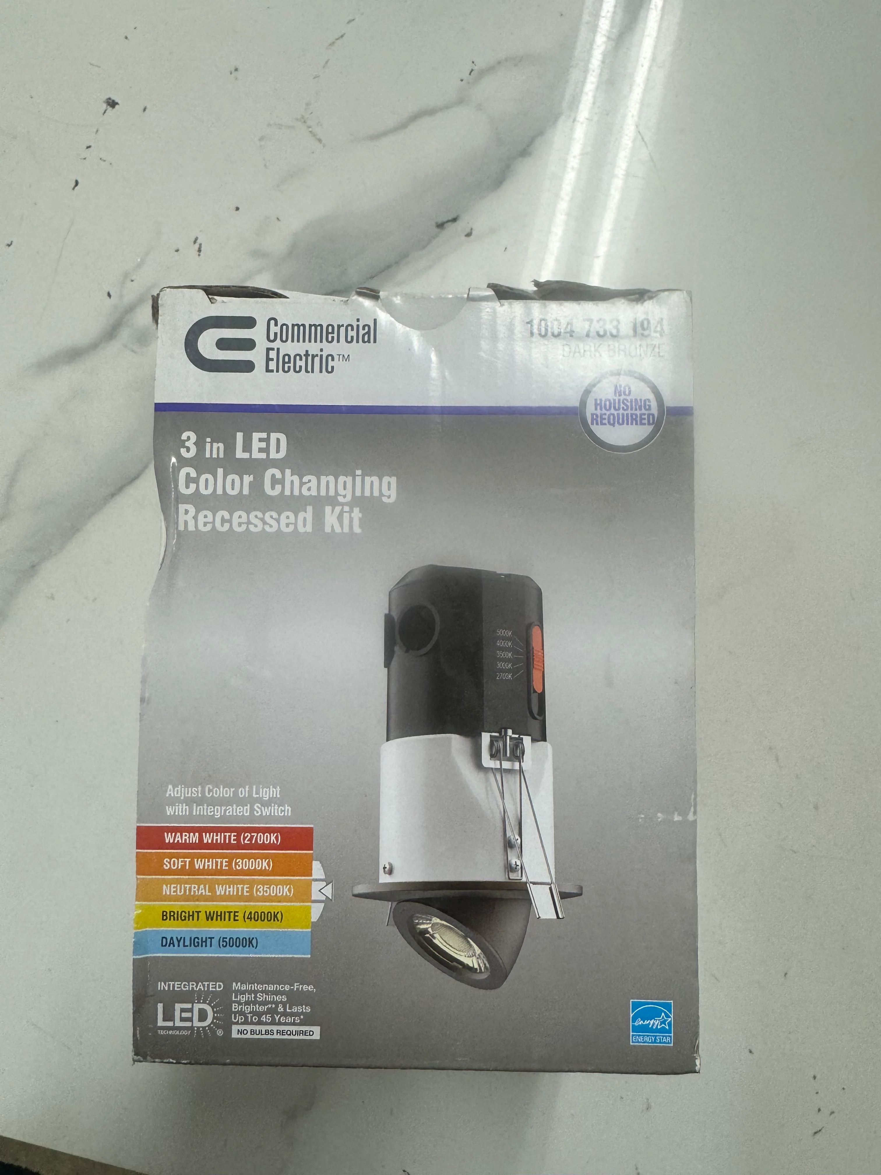Commercial Electric 3 Inch LED Color Changing Recessed Kit Dark Bronze Damaged Box - Image 3