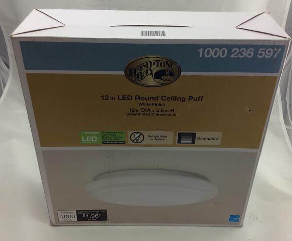 Hampton Bay Functional Style 12 in. Round White 75 Watt Equivalent Integrated Integrated LED Flush Mount 1000 Lumens Dimmable Damaged Box - Image 2