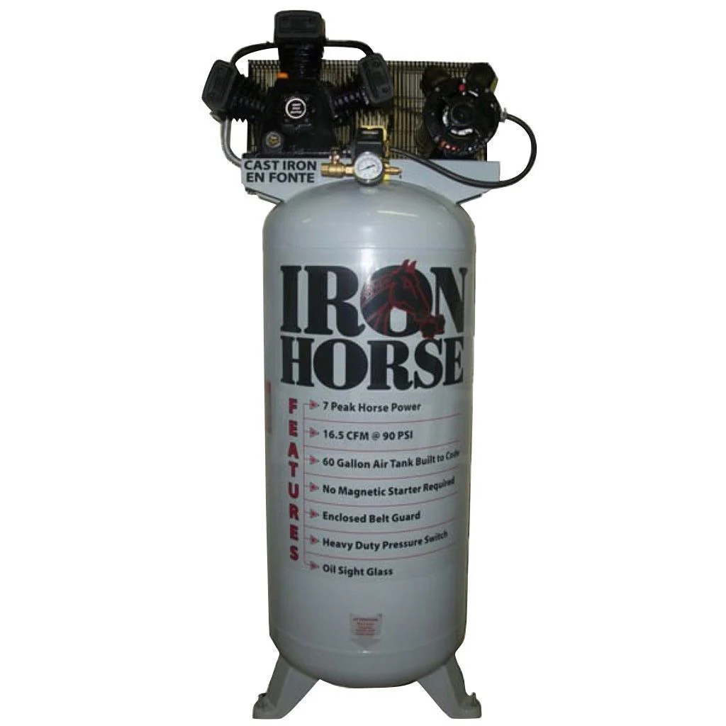 Iron Horse 5 Horse Power 60 Single Stage Gallon Air Compressor 208 230 Volt 1 Phase
