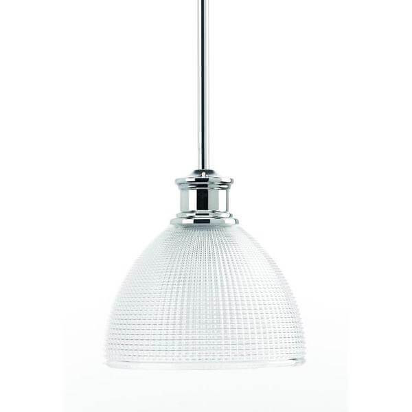 Progress Lighting Lucky Collection 8 in. 1-Light Polished Chrome Mini Pendant with Clear Double Prismatic Glass Damaged Box