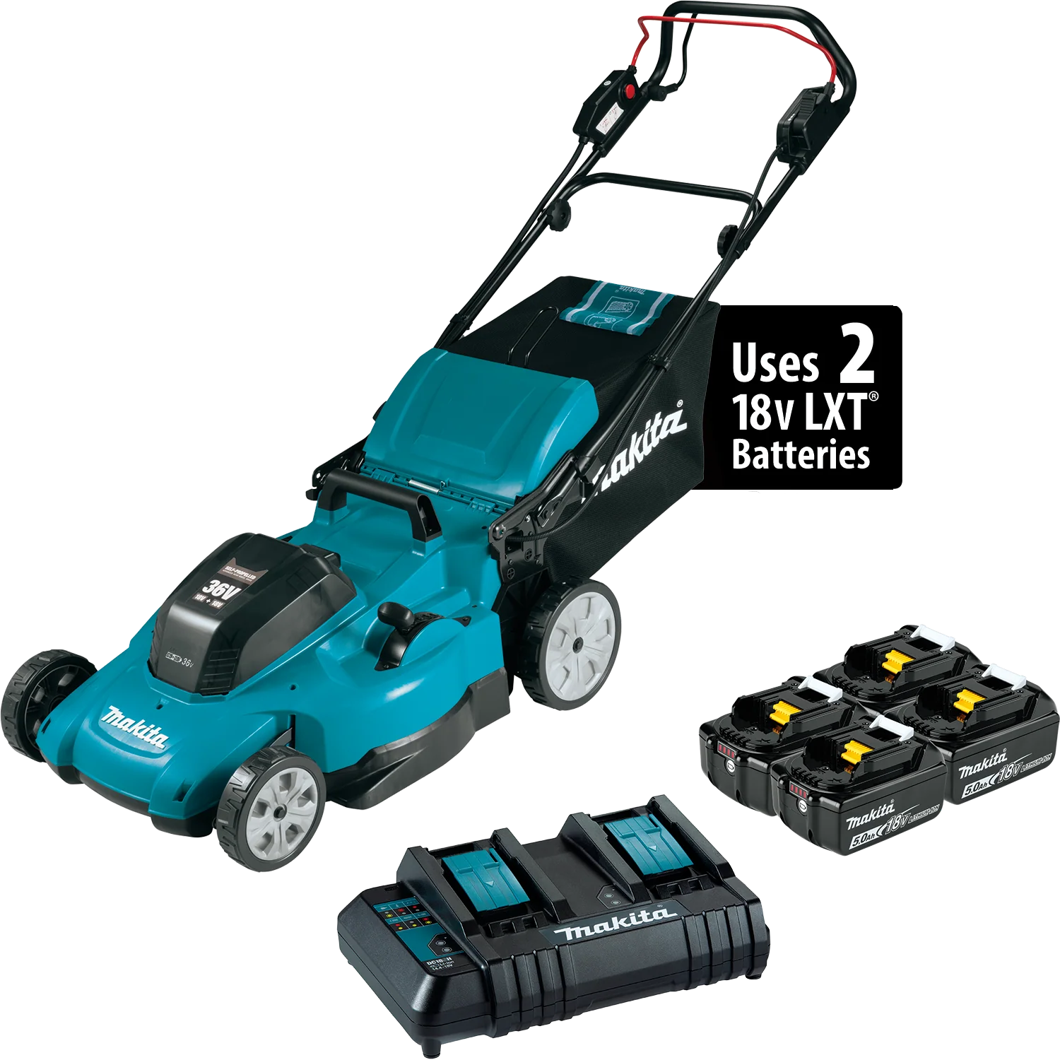 Makita 36 Volt  21 Inch Self‑Propelled Lawn Mower Kit Factory Serviced